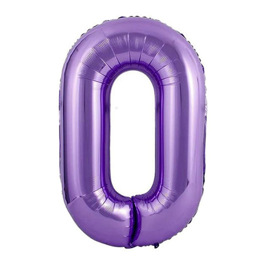 34in Number 0 Purple Mylar Balloon