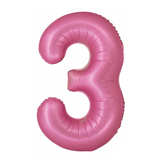34in Number 3 Pink Mylar Balloon
