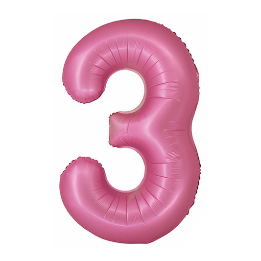 34in Number 3 Pink Mylar Balloon