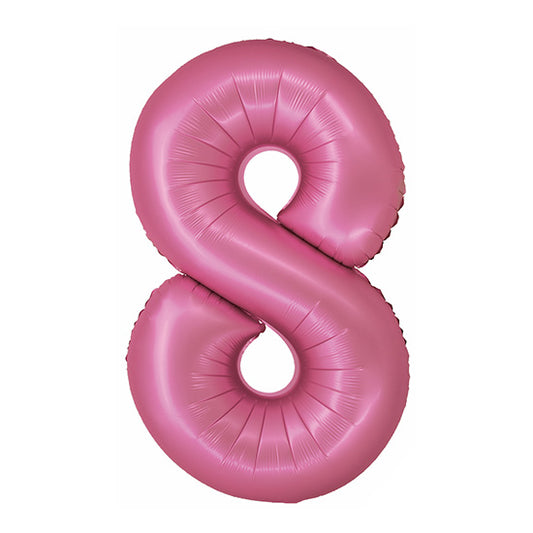 34in Number 8 Pink Mylar Balloon
