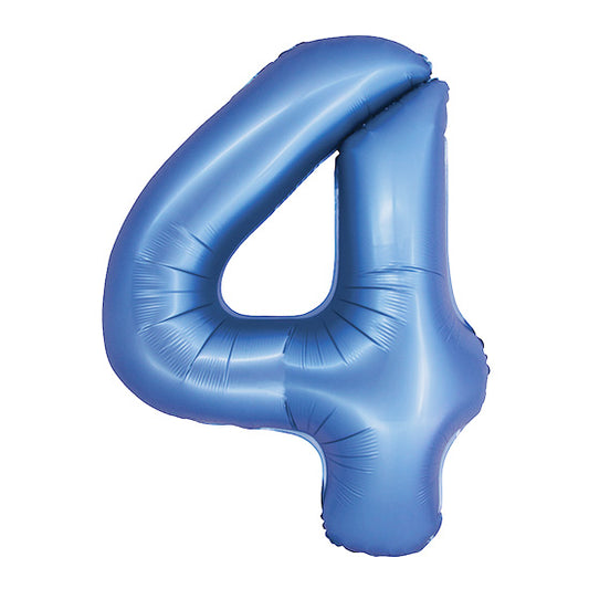 34in Number 4 Blue Mylar Balloon
