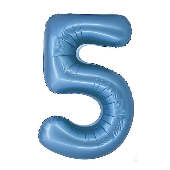 34in Number 5 Blue Mylar Balloon