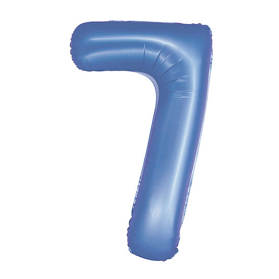 34in Number 7 Blue Mylar Balloon
