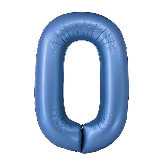 34in Number 0 Blue Mylar Balloon