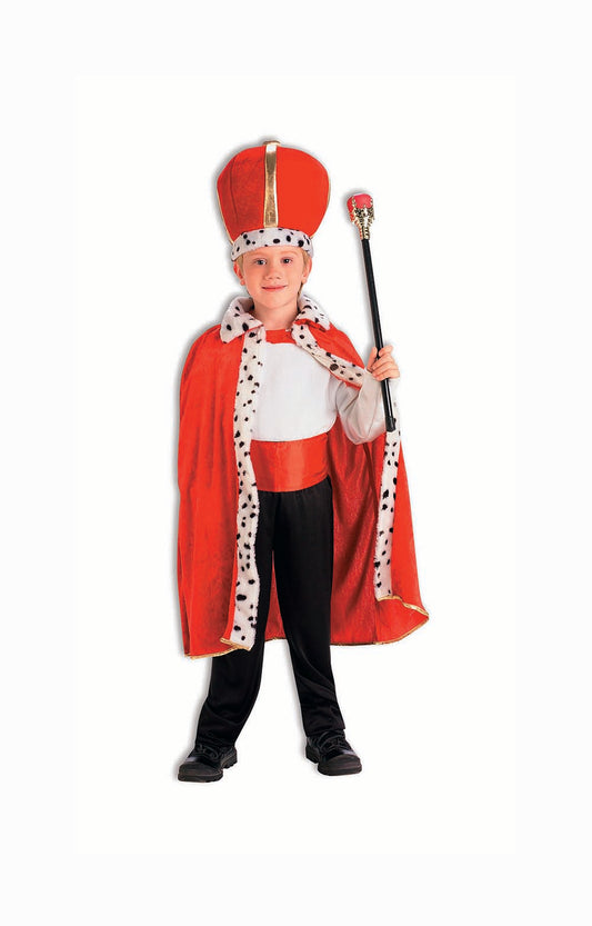King Red Robe and Crown Costume Set for Kids