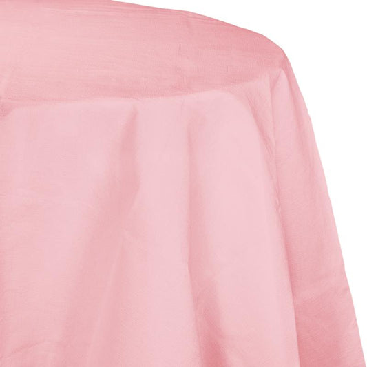 Classic Pink 82in Round Paper Table Cover Poly Back