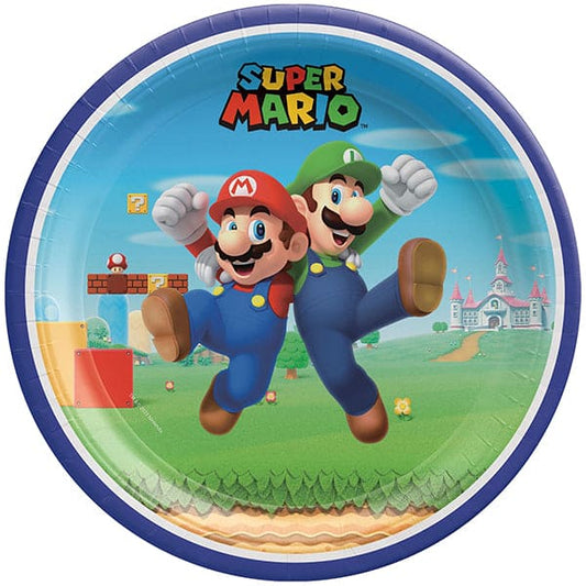 Super Mario Brothers 9in Round Dinner Paper Plate 8 Ct