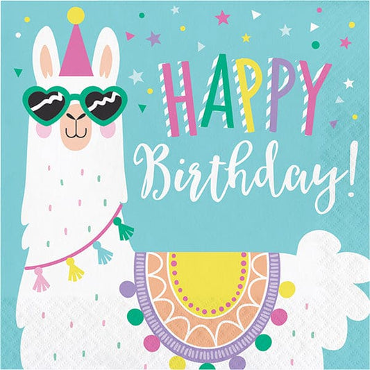 Llama Party Happy Birthday Luncheon Napkins