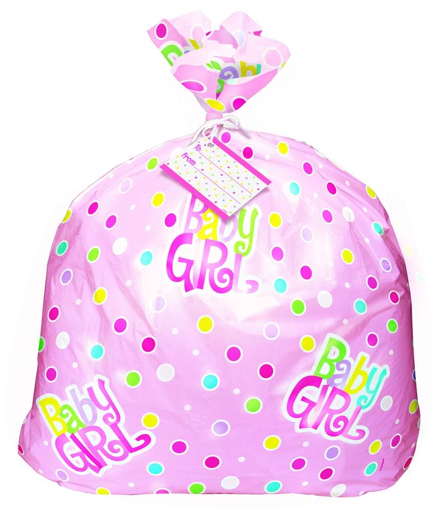 Pink Dots Girl Baby Shower Jumbo Plastic Gift Bag