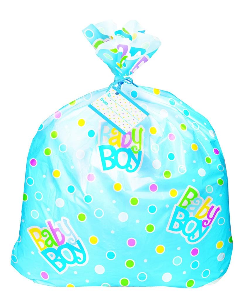 Blue Dots Boy Baby Shower Jumbo Plastic Gift Bag