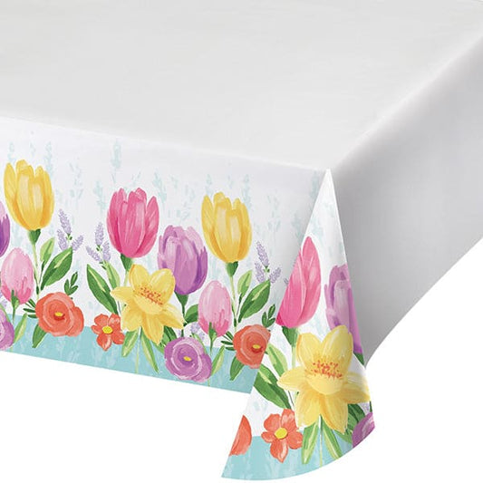 Tulip Blooms 54in x 102in Paper Table Cover
