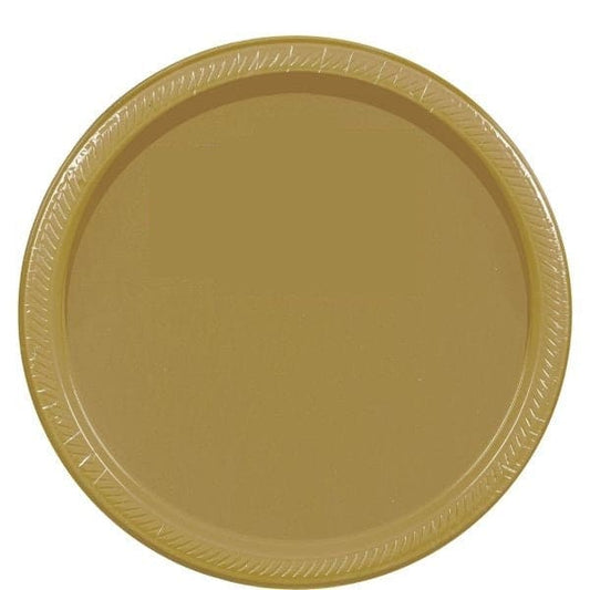 Gold 10.5in Round Banquet Paper Plates 20 Ct