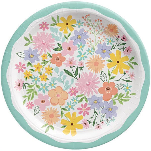 Springtime Blooms 10.5in Round Banquet Paper Plates 8ct