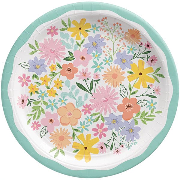 Springtime Blooms 10.5in Round Banquet Paper Plates 8ct