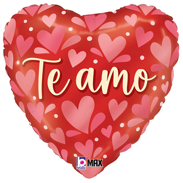 Te Amo Corazones Adornados 18in Metallic Balloon
