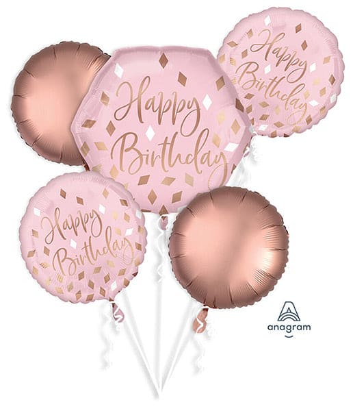 Blush Birthday Balloon Bouquet  5ct