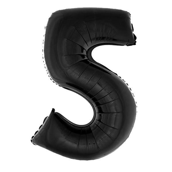 40in Number 5 Black Mylar Balloon