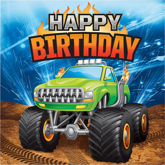 Monster Truck Rally Happy Birthday Luncheon Napkins