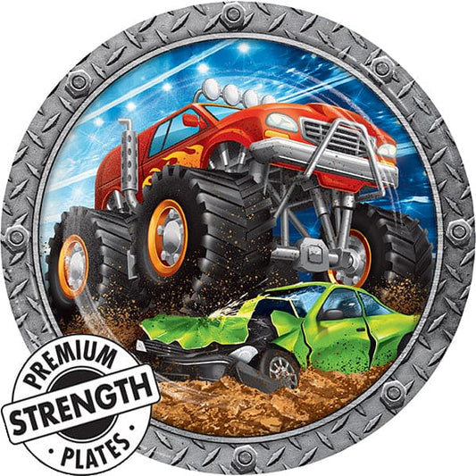 Monster Truck Rally 8.75in Round Dinner Paper Plates