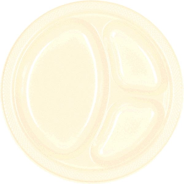 Vanilla Creme 10.25in Divided Plastic Plates 20 Ct