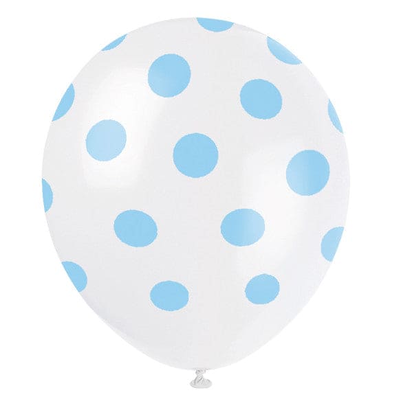 Powder Blue Dots 12in Latex Balloons