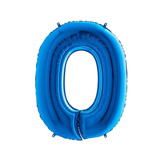 40in Number 0 Blue Mylar Balloon