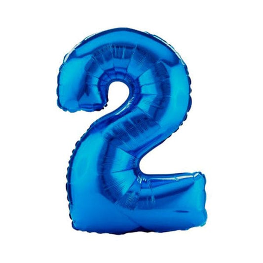 40in Number 2 Blue Mylar Balloon