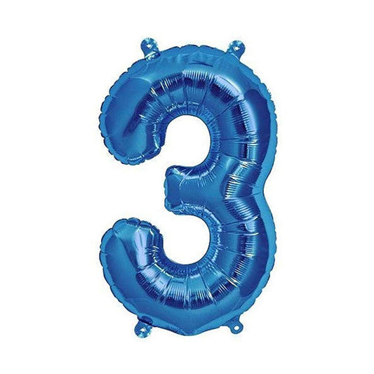 40in Number 3 Blue Mylar Balloon