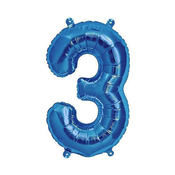 40in Number 3 Blue Mylar Balloon
