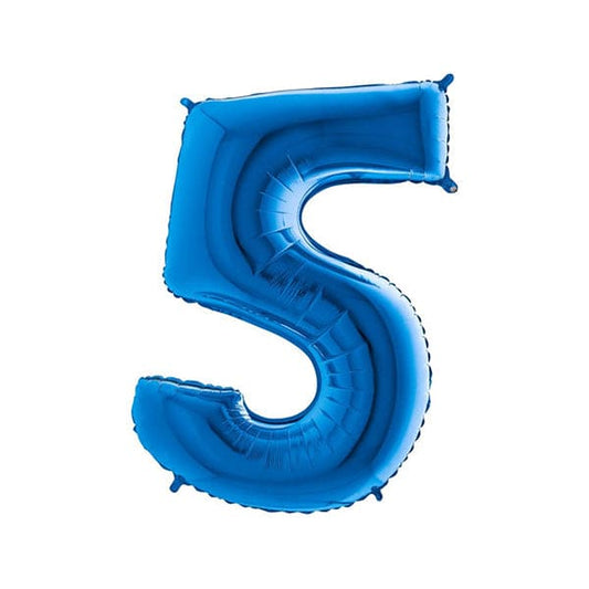 40in Number 5 Blue Mylar Balloon