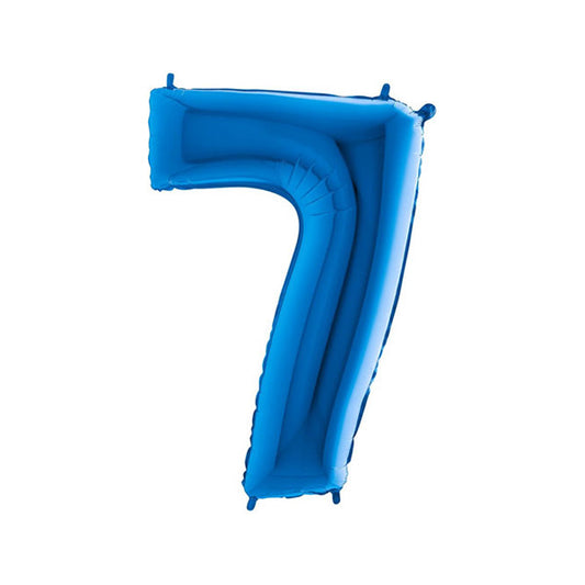 40in Number 7 Blue Mylar Balloon