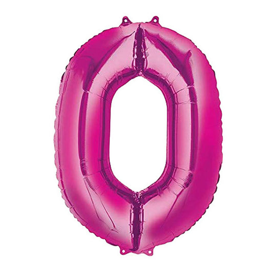 40in Number 0 Pink Mylar Balloon