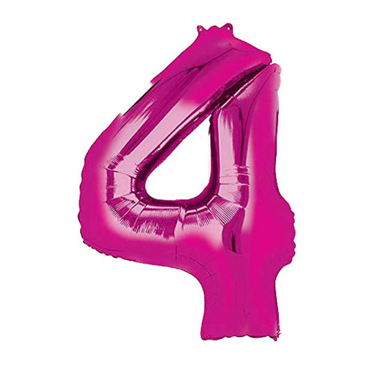 40in Number 4 Pink Mylar Balloon