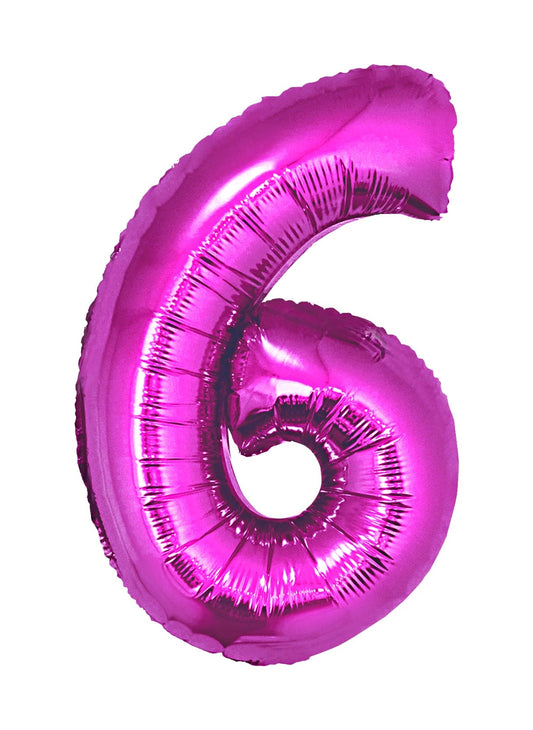 40in Number 6 Pink Mylar Balloon