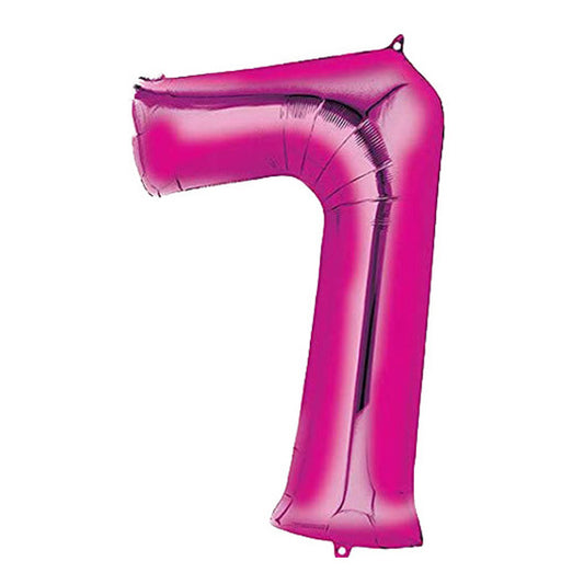 40in Number 7 Pink Mylar Balloon