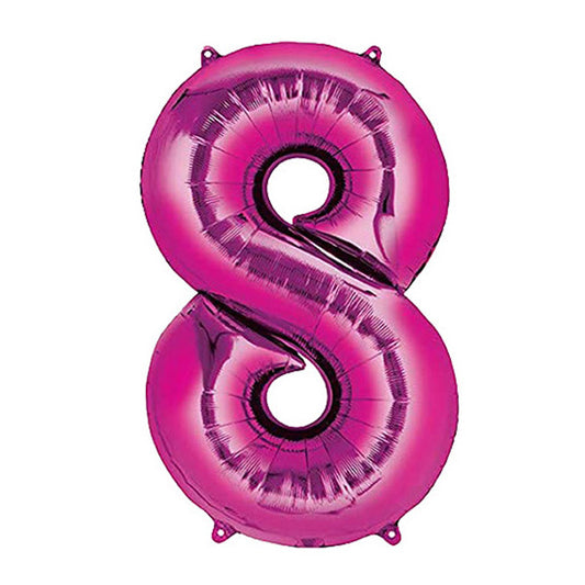 40in Number 8 Pink Mylar Balloon