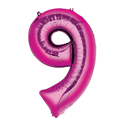 40in Number 9 Pink Mylar Balloon