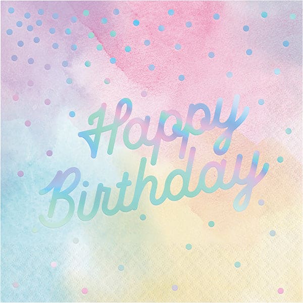 Iridescent Shine Happy Birthday Luncheon Napkins 16 Ct