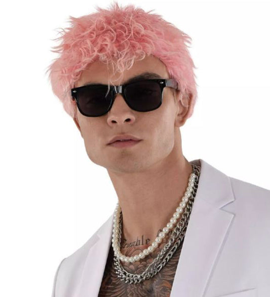 Pink Shaggy Rocker Wig Adult