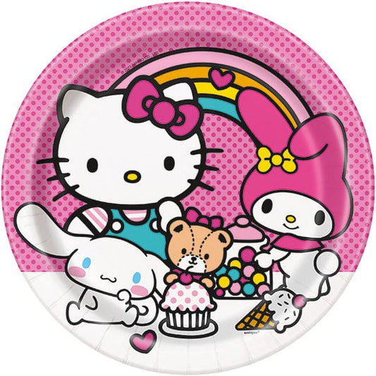 Hello Kitty 9in Round Dinner Paper Plates 8ct