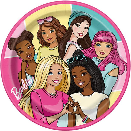 Barbie 9in Round Dinner Paper Plates 8ct
