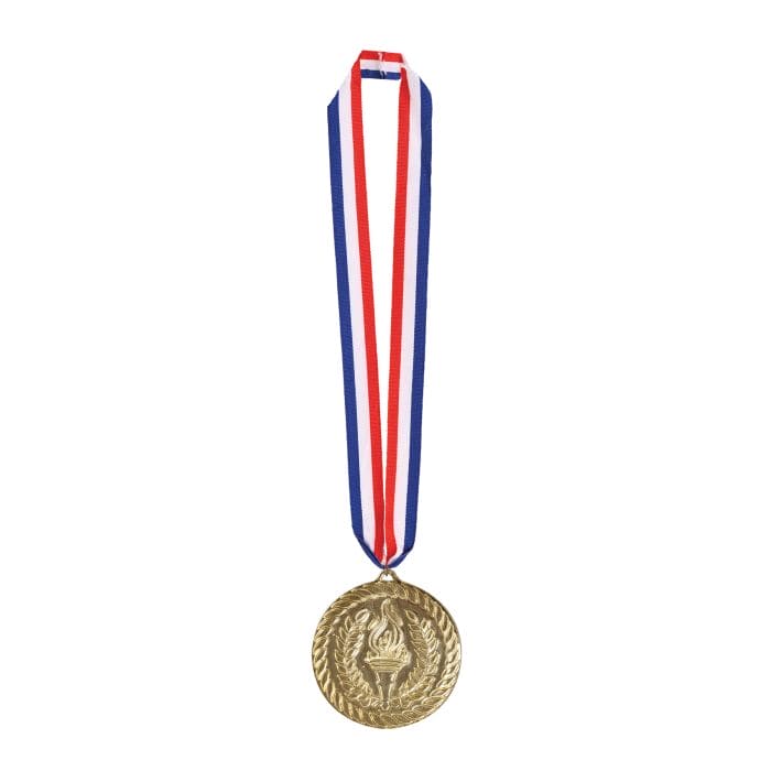 Gold Metal  Plastic Award with Ribbon