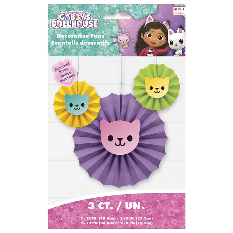 Gabby's Dollhouse Paper Fan Kit 3ct