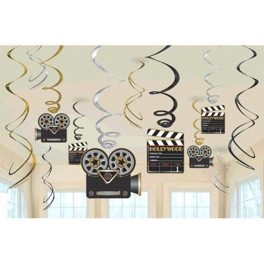 Hollywood Foil Swirl Hanging Cutouts (12pc)