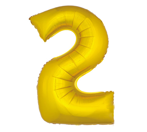 40in Number 2 Gold Mylar Balloon