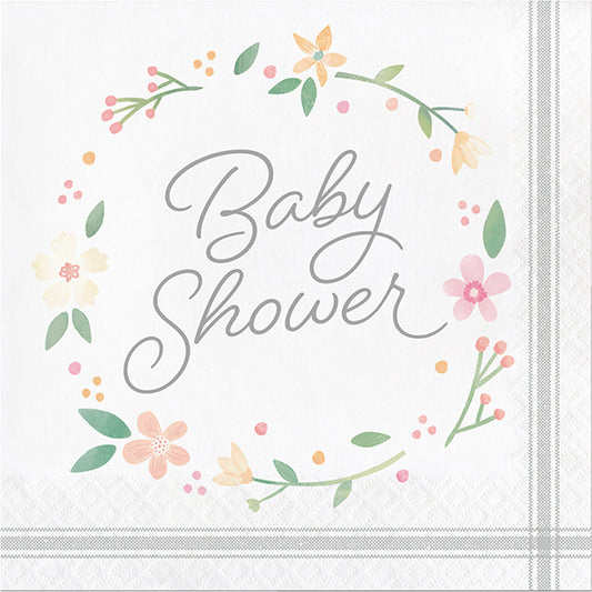 Farmhouse Floral Baby Shower Luncheon Napkins