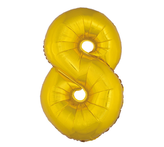 40in Number 8 Gold Mylar Balloon