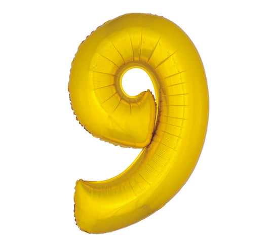 40in Number 9 Gold Mylar Balloon