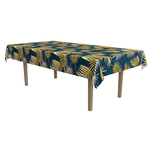 Yellow Palm Leaf Luau 54 x 108in Plastic Table Cover