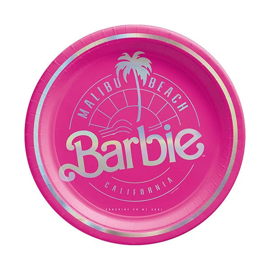 Malibu Barbie 7in Round Metallic Luncheon Paper Plates 8ct